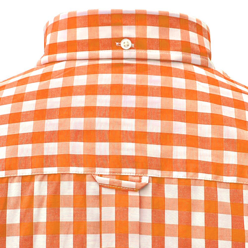 Adaptor Clothing Gingham Long Sleeve Button Down Shirt Orange