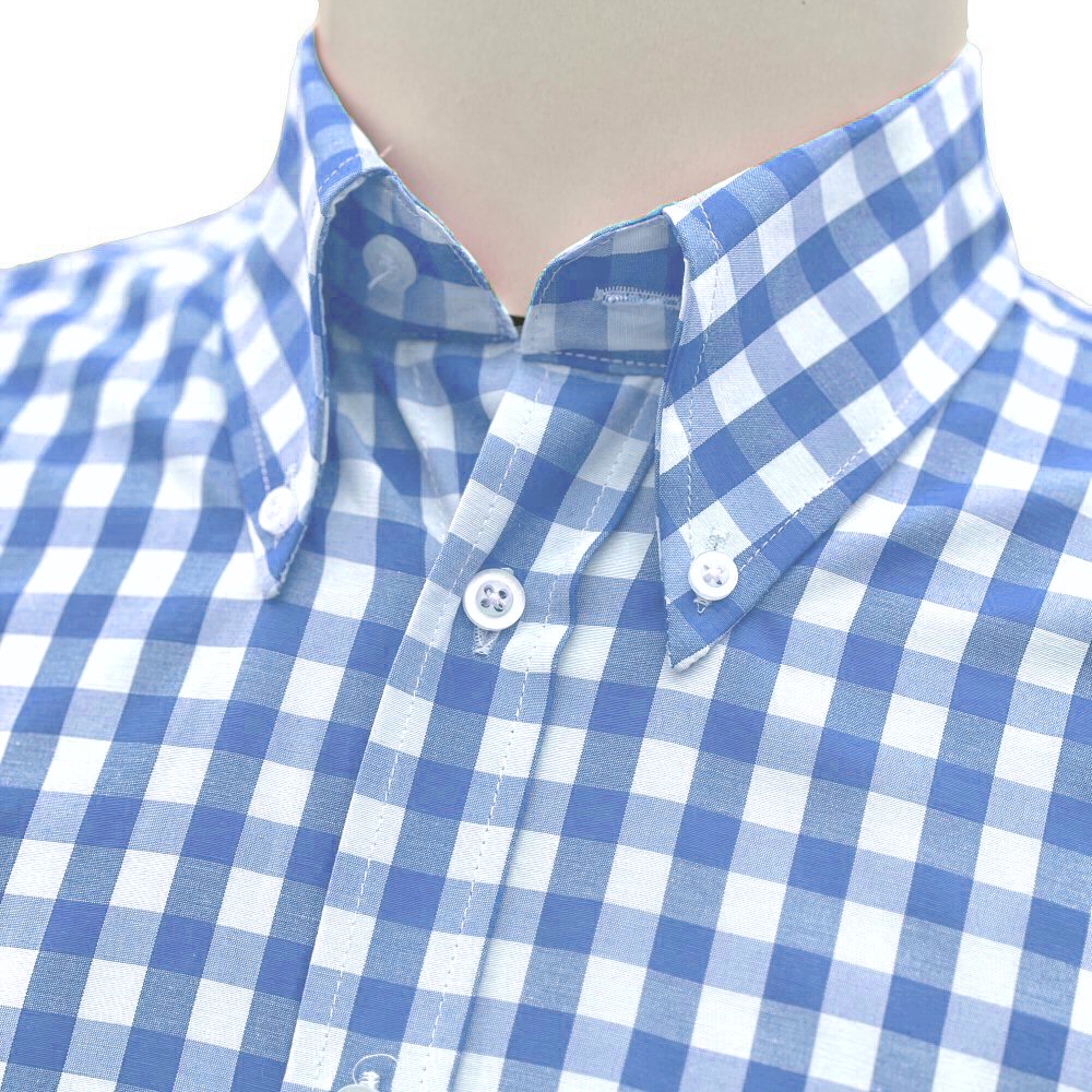 Adaptor Clothing Gingham Long Sleeve Button Down Shirt Sky