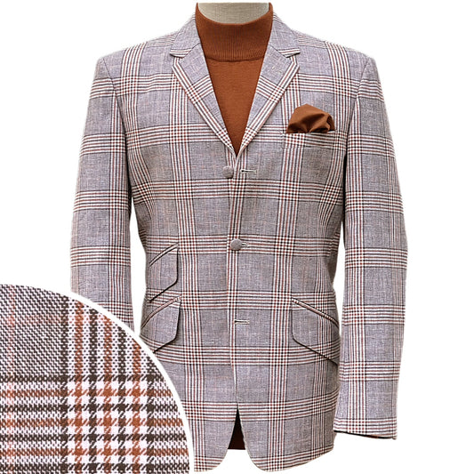Adaptor Clothing 3 Button POW Plaid Check Jacket Fawn
