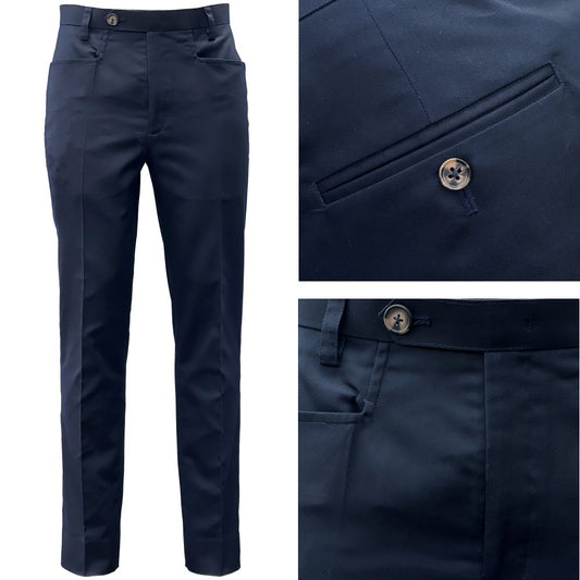 Adaptor Clothing Cotton Frogmouth Pocket Slim Trouser Navy