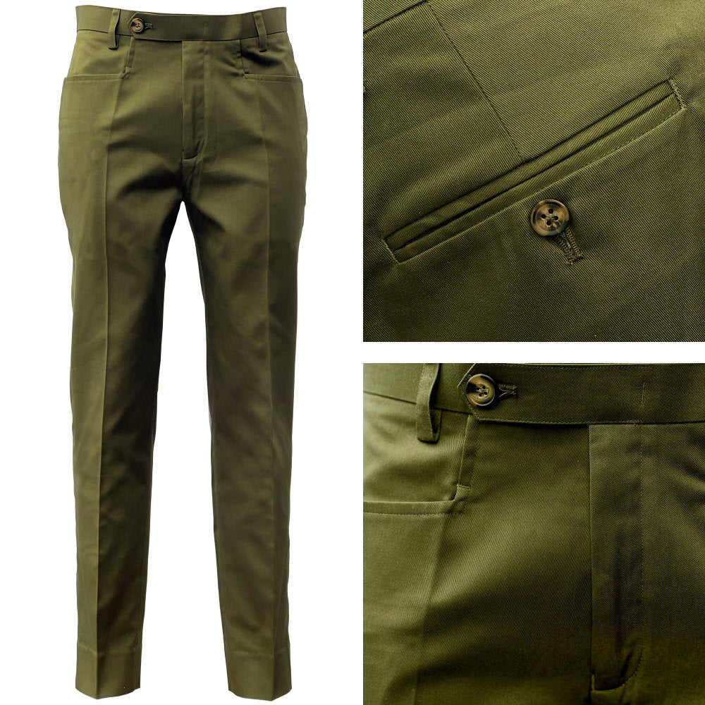 PRE-ORDER: Adaptor Clothing Cotton Frogmouth Pocket Slim Trouser Olive