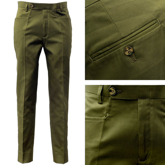 Adaptor Clothing Cotton Frogmouth Pocket Slim Trouser Olive
