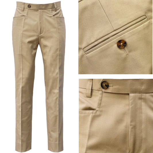 Adaptor Clothing Cotton Frogmouth Pocket Slim Trouser Stone