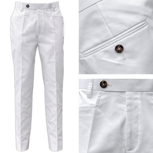 Adaptor Clothing Cotton Frogmouth Pocket Slim Trouser White