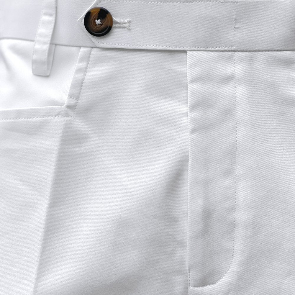 Adaptor Clothing Cotton Frogmouth Pocket Slim Trouser White