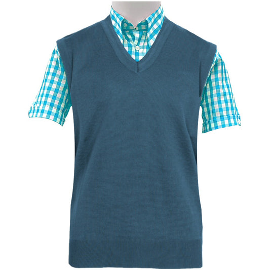 Franco Ponti Made in Italy Merino Wool V-Neck SLIPOVER Denim