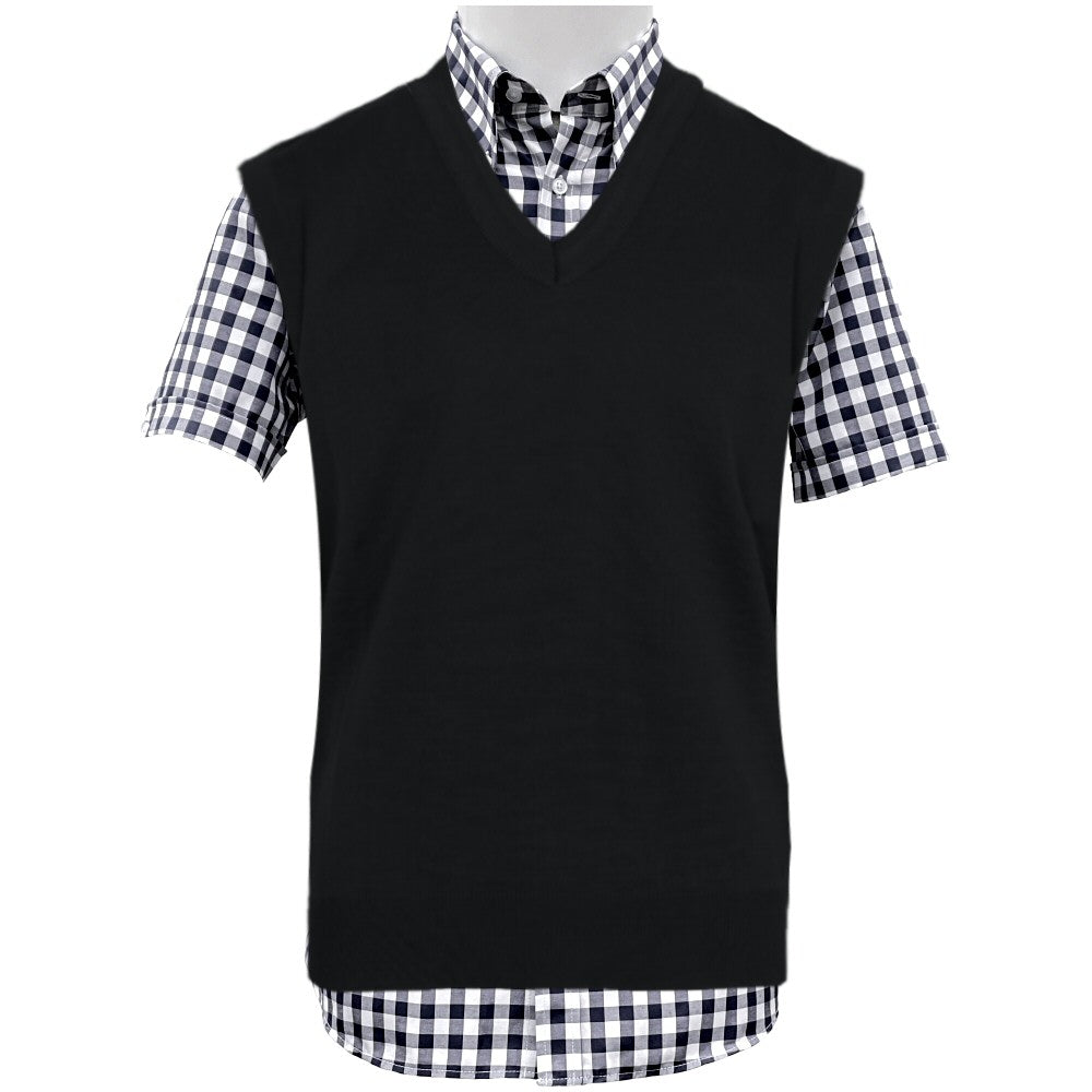 Franco Ponti Made in Italy Merino Wool V-Neck SLIPOVER Black