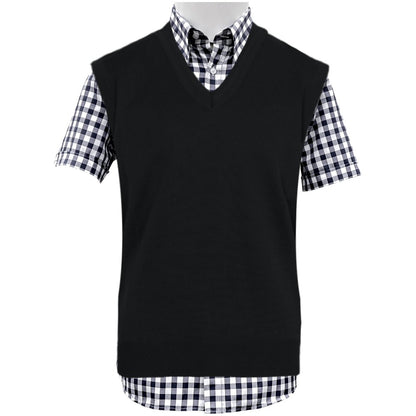 Franco Ponti Made in Italy Merino Wool V-Neck SLIPOVER Black