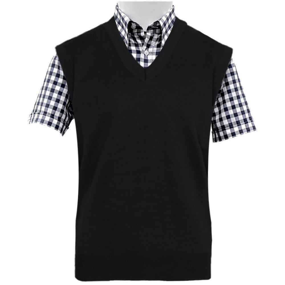 Franco Ponti Made in Italy Merino Wool V-Neck SLIPOVER Black