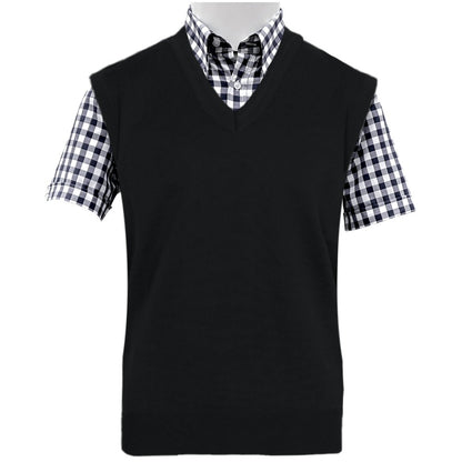 Franco Ponti Made in Italy Merino Wool V-Neck SLIPOVER Black