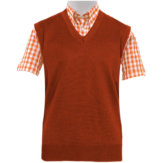 Franco Ponti Made in Italy Merino Wool V-Neck SLIPOVER Rust