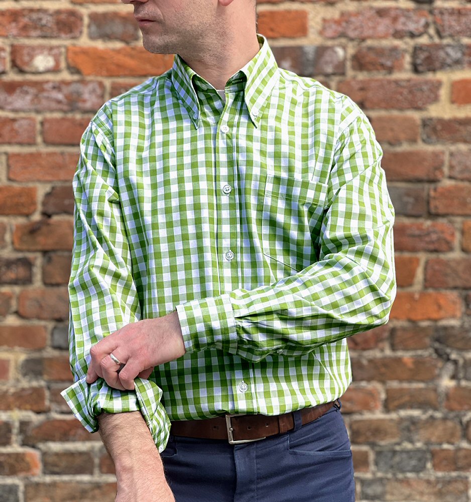 Adaptor Clothing Gingham Long Sleeve Button Down Shirt Moss