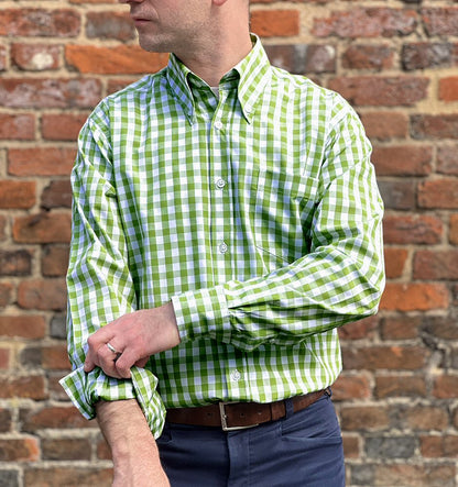 Adaptor Clothing Gingham Long Sleeve Button Down Shirt Moss