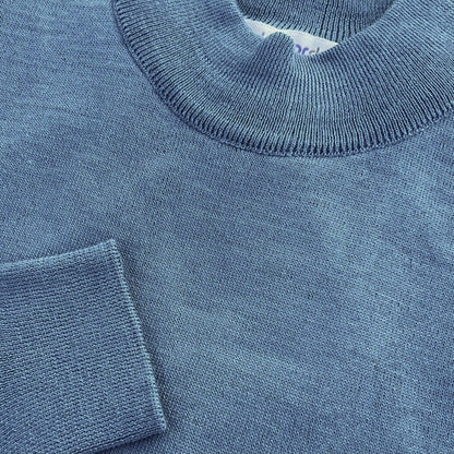 Adaptor Clothing Made in Italy Merino Wool TURTLE Neck Jumper Steel Blue