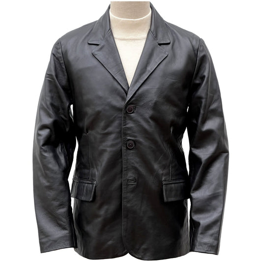 Adaptor Clothing Buttersoft Leather 3 Button SB Jacket Black