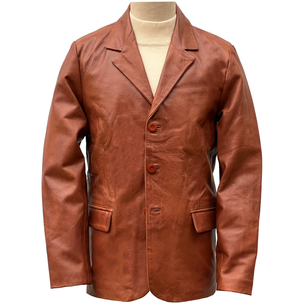 Adaptor Clothing Buttersoft Leather 3 Button SB Jacket Aged Tan