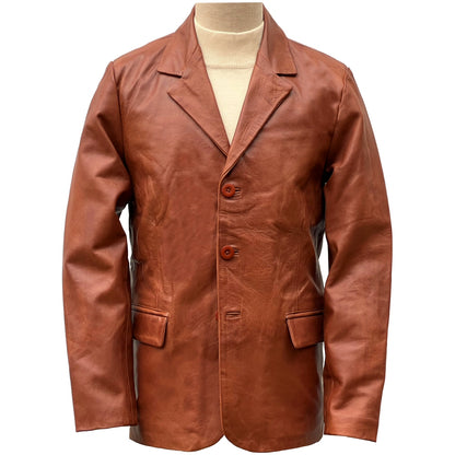 Adaptor Clothing Buttersoft Leather 3 Button SB Jacket Aged Tan