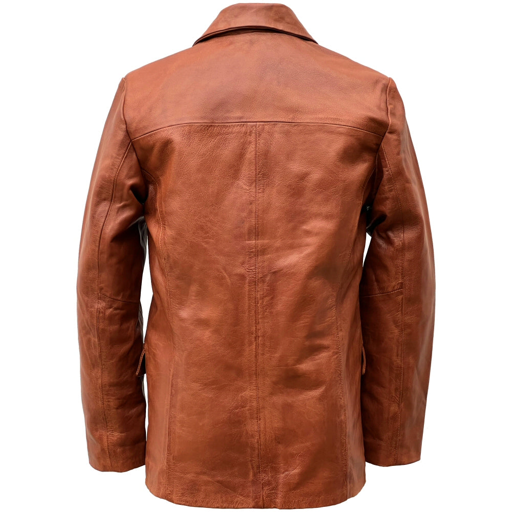 Adaptor Clothing Buttersoft Leather 3 Button SB Jacket Aged Tan