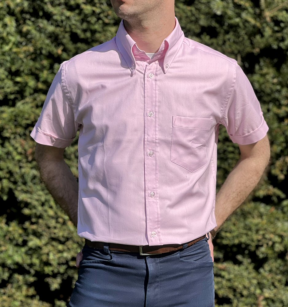 Adaptor Clothing Oxford Short Sleeve Button Down Shirt Pink