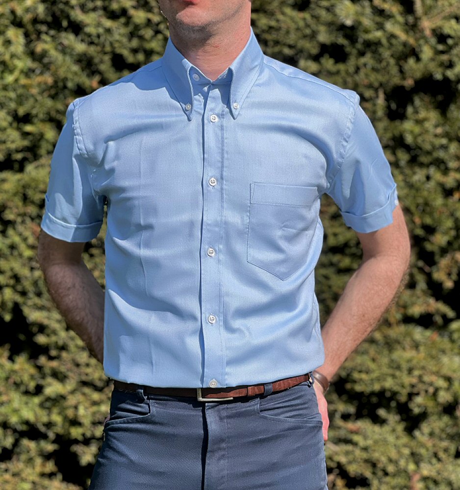 Adaptor Clothing Oxford Short Sleeve Button Down Shirt Sky Blue