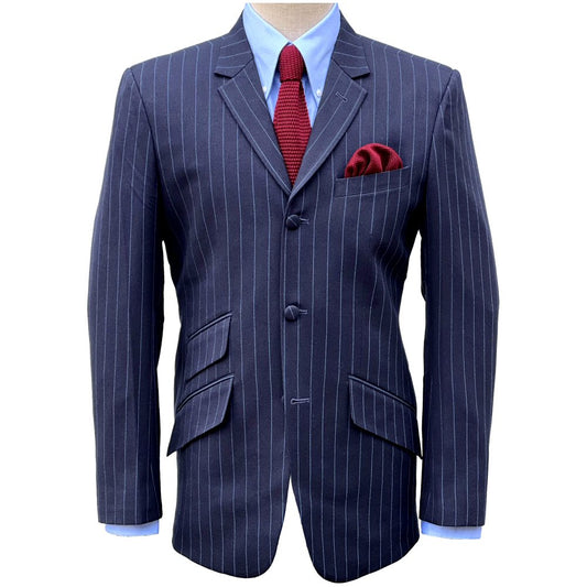 Adaptor Clothing Mod 3 Button Pinstripe JACKET Navy