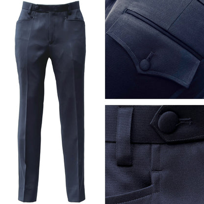 Adaptor Clothing Frogmouth Pocket Texture Plain Trouser NAVY Blue