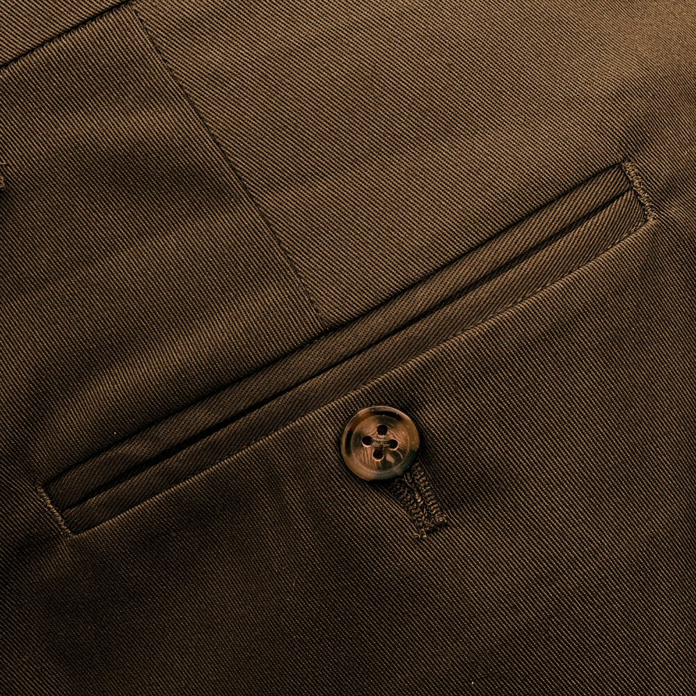 PRE-ORDER: Adaptor Clothing Cotton Frogmouth Pocket Slim Trouser Brown