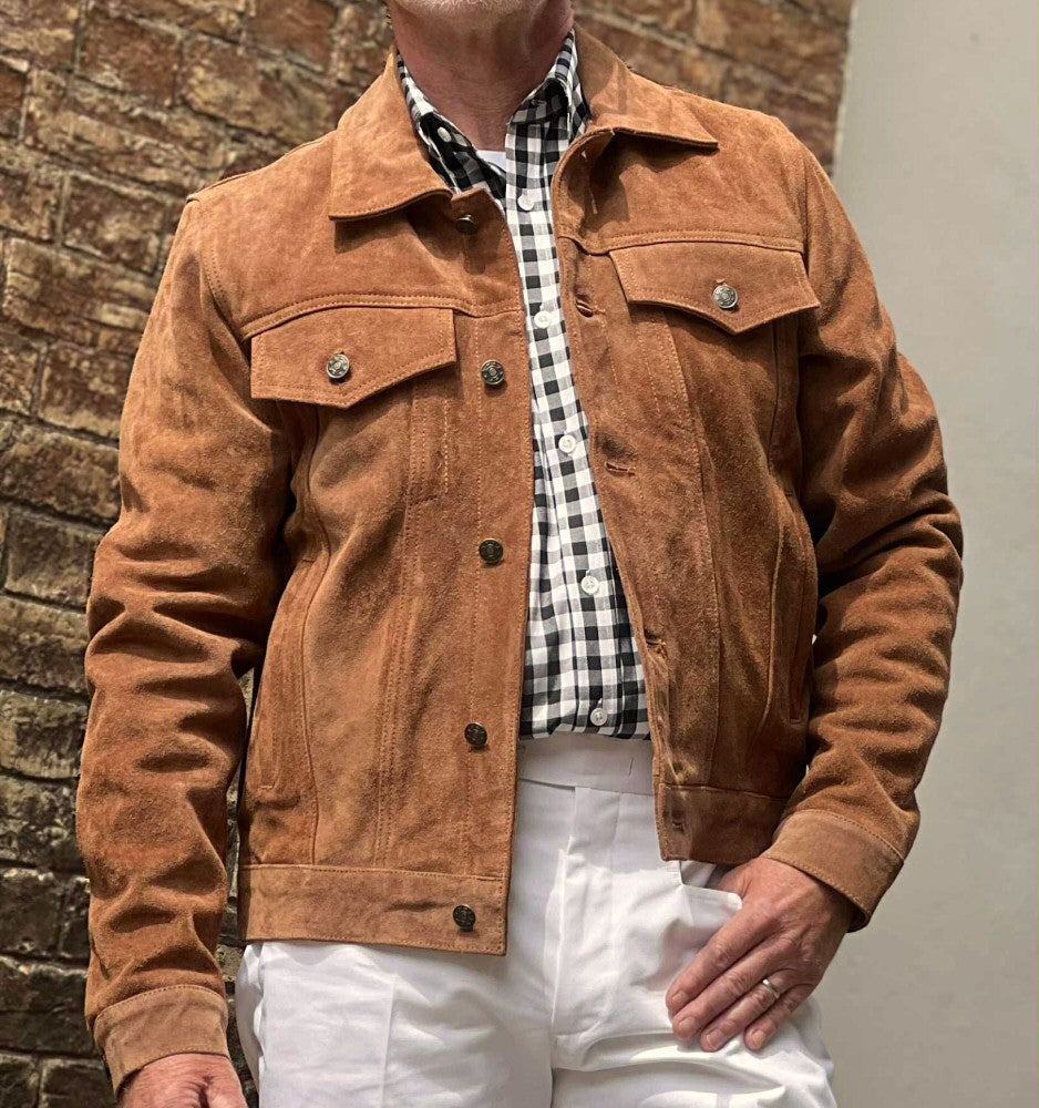 Adaptor Clothing Suede Trucker Jacket Tan