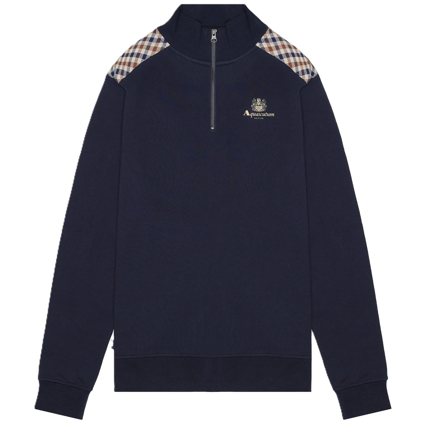Aquascutum Active Club Check 1/4 Zip Sweatshirt Navy