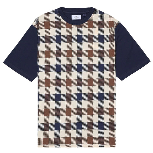 Aquascutum Active Macro Iconic Check Front T-Shirt Navy