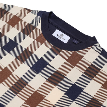 Aquascutum Active Macro Iconic Check Front T-Shirt Navy