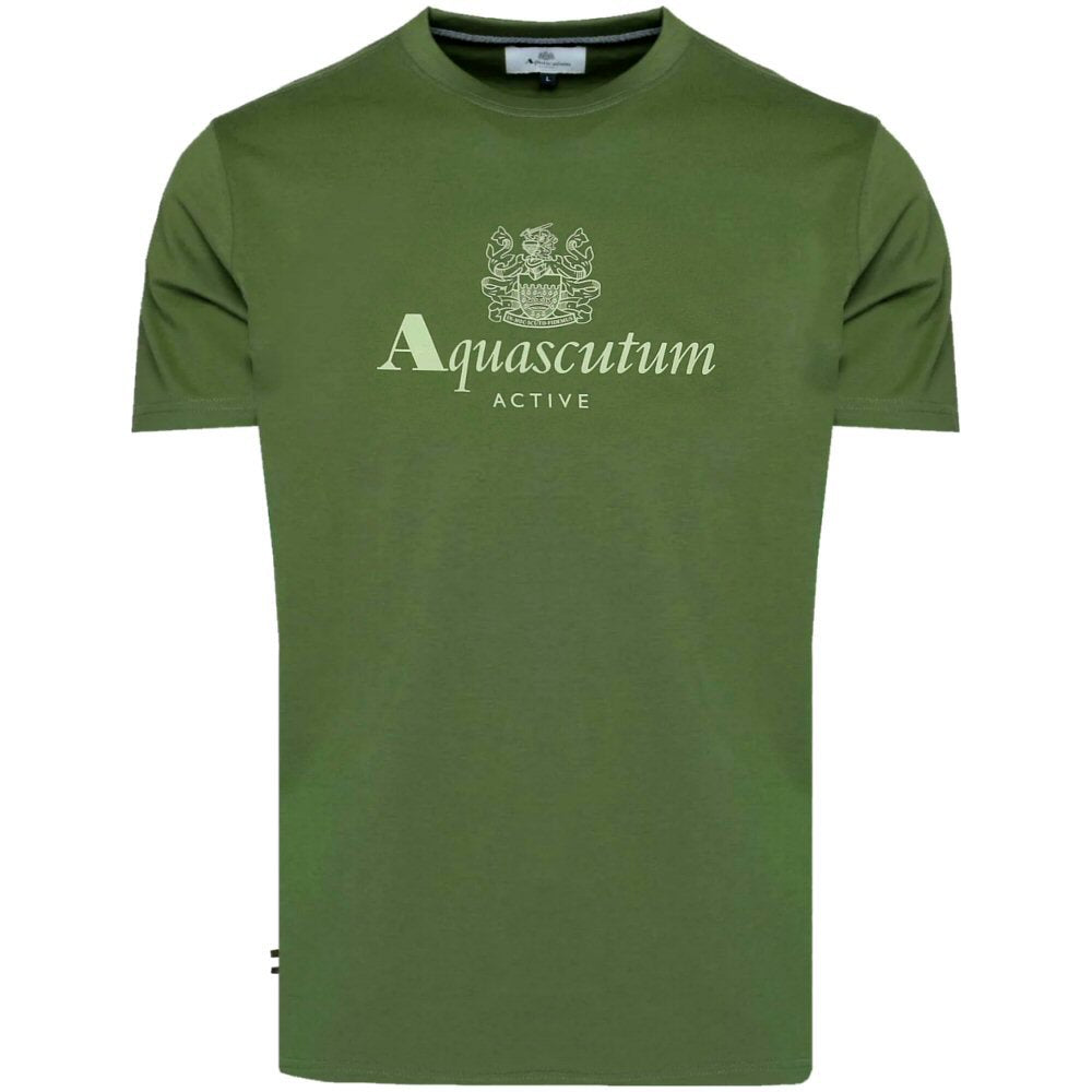 Aquascutum Active Club Big Logo Plain T-Shirt Army
