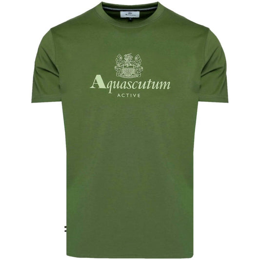 Aquascutum Active Club Big Logo Plain T-Shirt Army