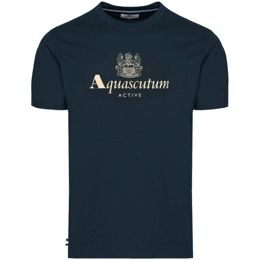 Aquascutum Active Club Big Logo Plain T-Shirt Navy