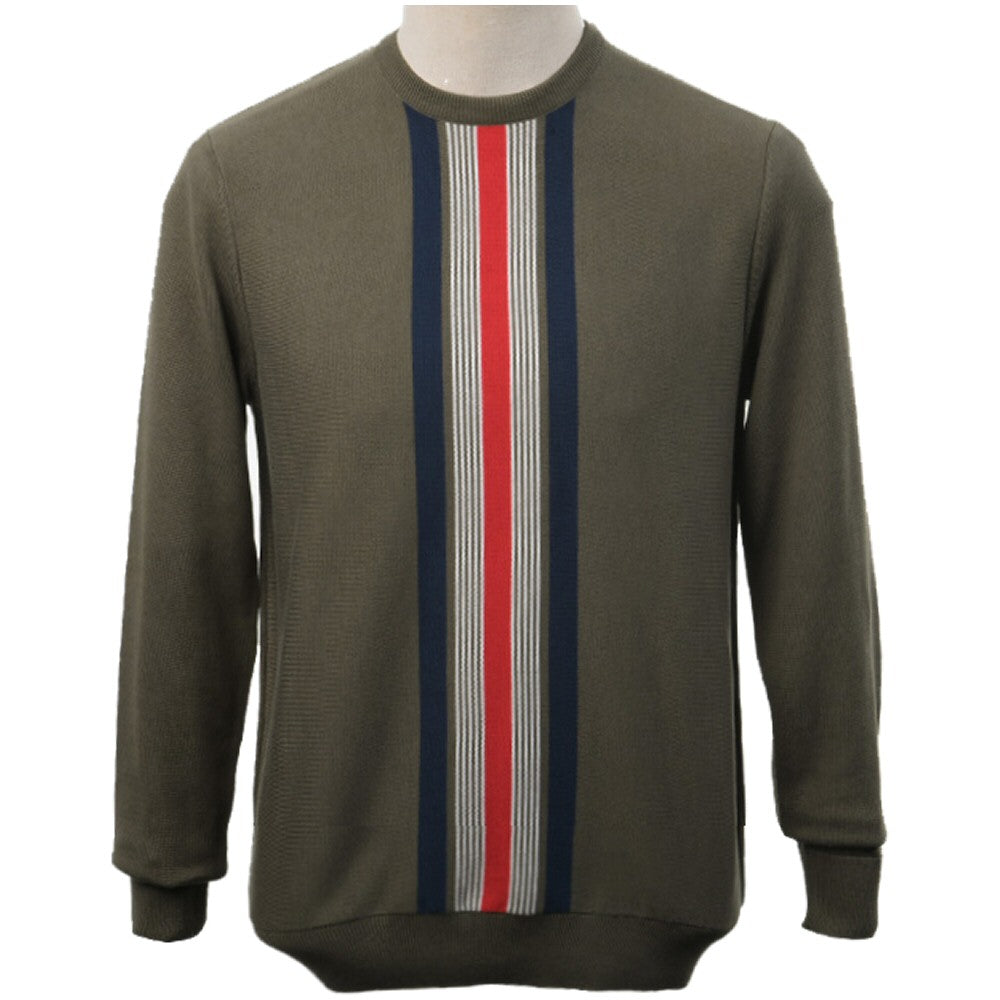 Art Gallery Kosmos Centre Stripe Crew Neck Jumper Olive