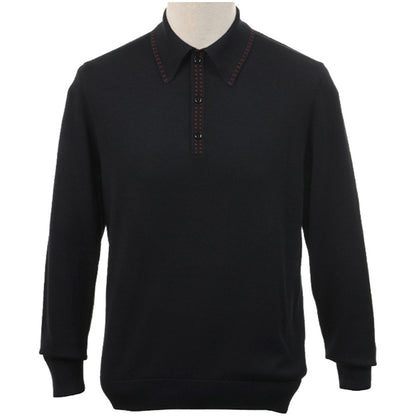 Art Gallery Lewis Double Stitch Tipped Knit Polo Black