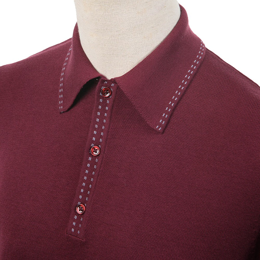Art Gallery Lewis Double Stitch Tipped Knit Polo Wine