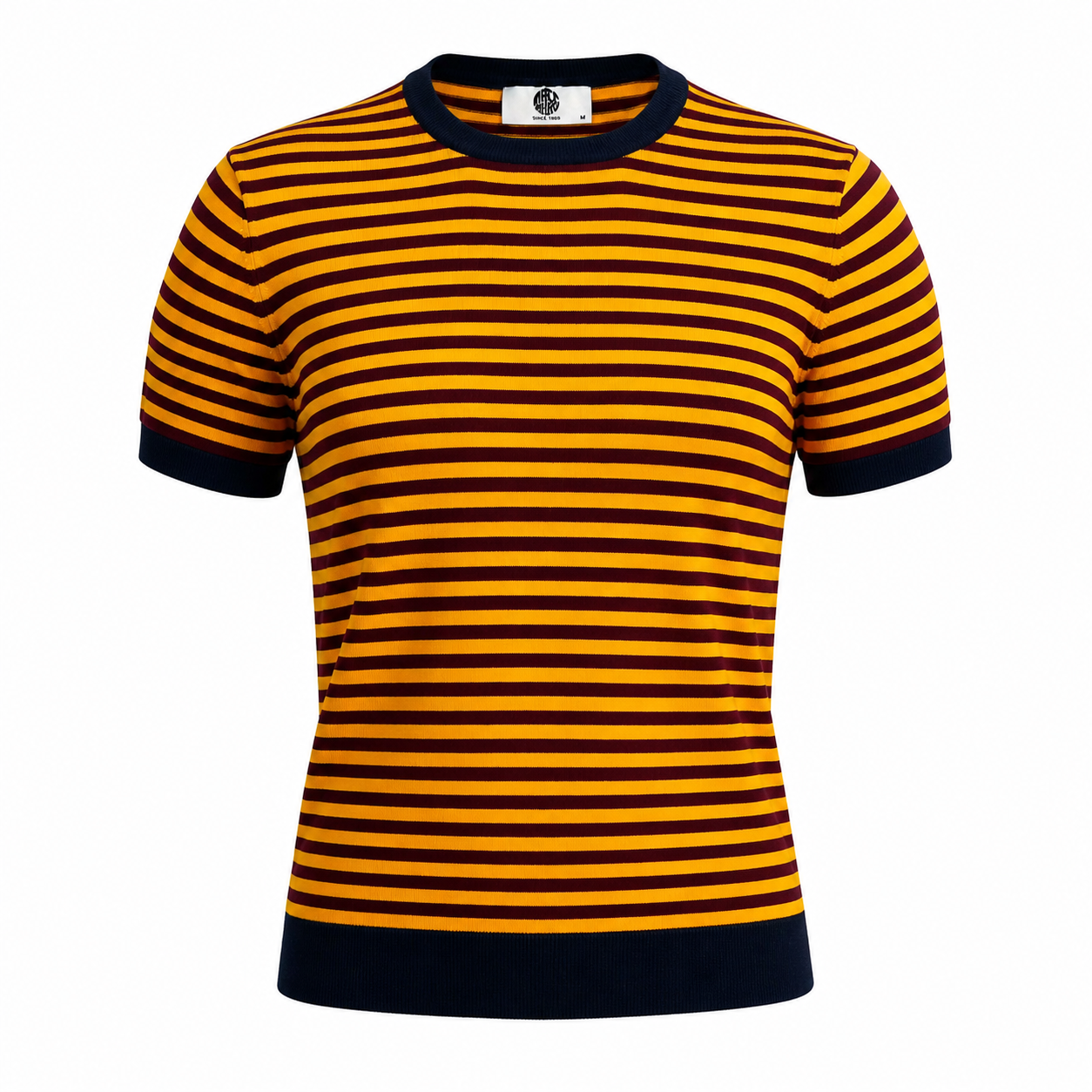 Art Gallery Fine Gauge Knit Multi Stripe Crew Neck Top Amber