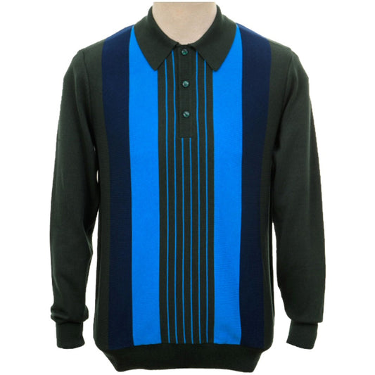 Art Gallery Rafferty Bold Stripe Fine Gauge Knit Polo Green