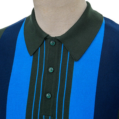 Art Gallery Rafferty Bold Stripe Fine Gauge Knit Polo Green