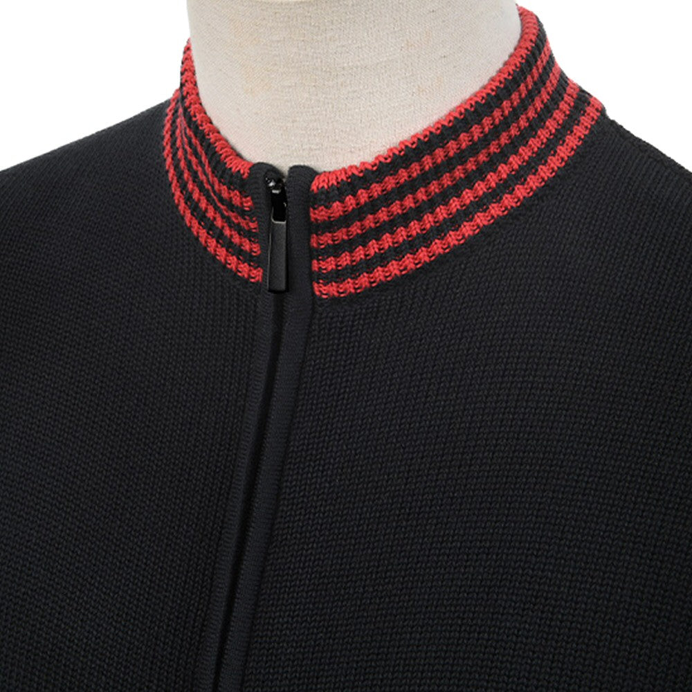 Art Gallery Torch Multi Tipped Knit Zip Thru Cardigan Black