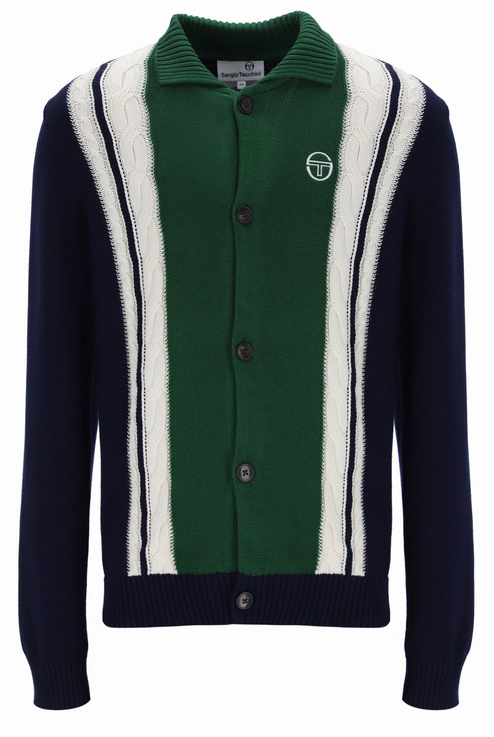 美品 SERGIO TACCHINI FOR PALMS&CO. カーディガン Sergio Tacchini Bruni Cable Knit Cardigan Navy Blue – Adaptor Clothing