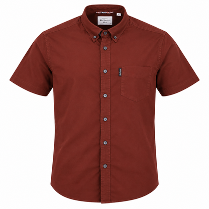 Ben Sherman Short Sleeve Oxford Shirt Brick