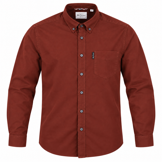 Ben Sherman Long Sleeve Oxford Shirt Brick