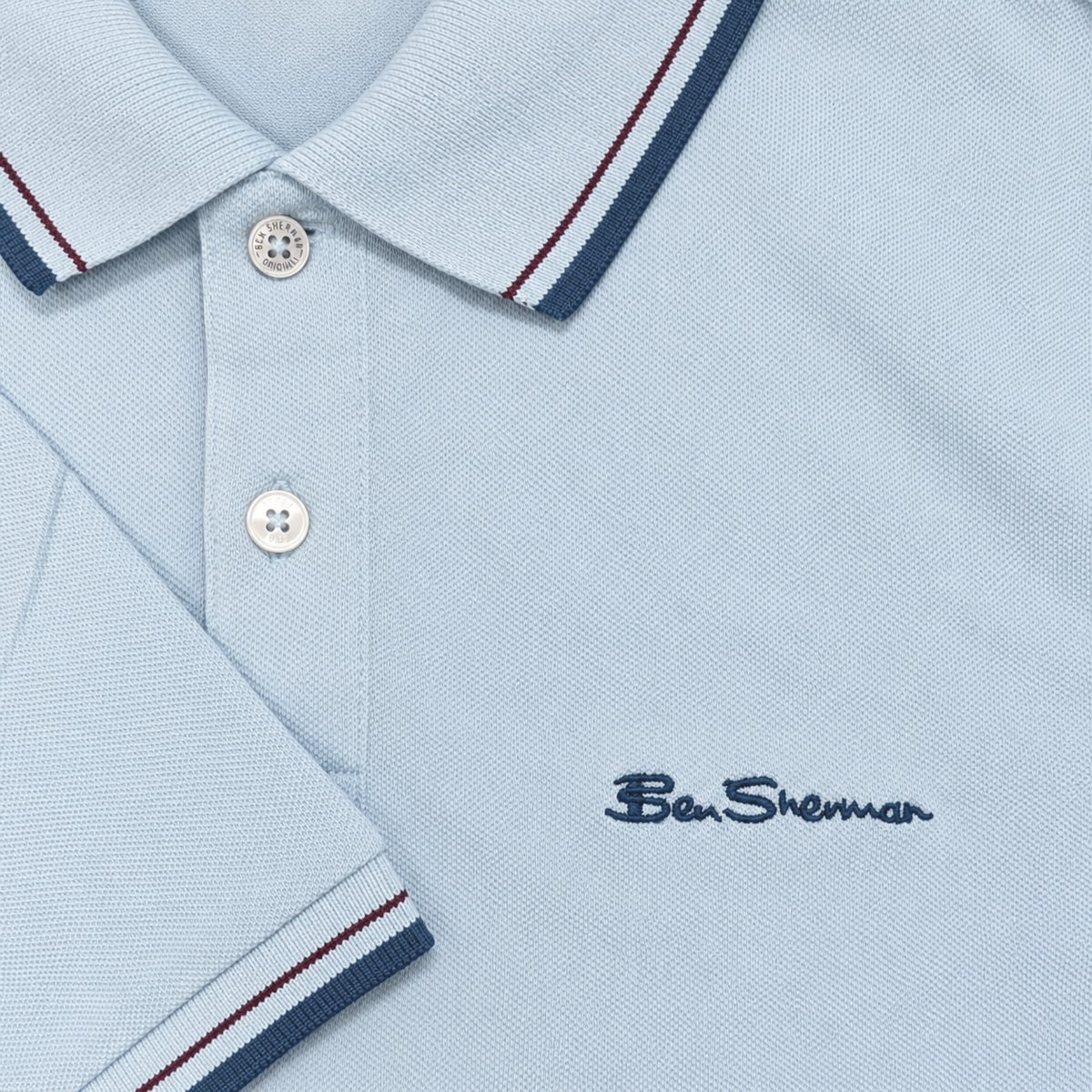 Ben Sherman Classic Signature Tipped Polo Shirt Sky