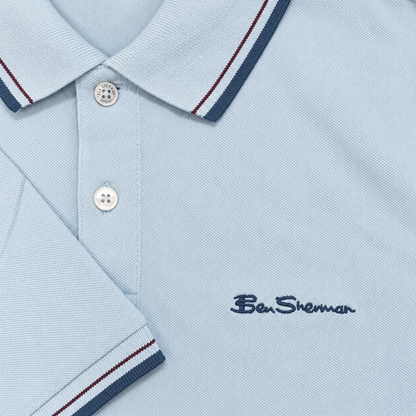 Ben Sherman Classic Signature Tipped Polo Shirt Sky