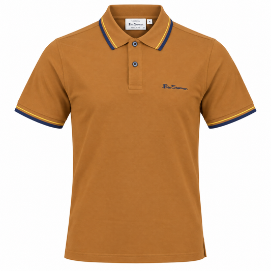 Ben Sherman Classic Signature Tipped Polo Shirt Toffee
