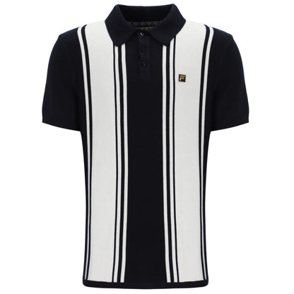 Fila Gold Collection Multi Stripe Knit Polo Black