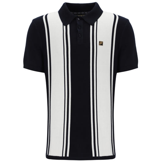 Fila Gold Collection Multi Stripe Knit Polo Black