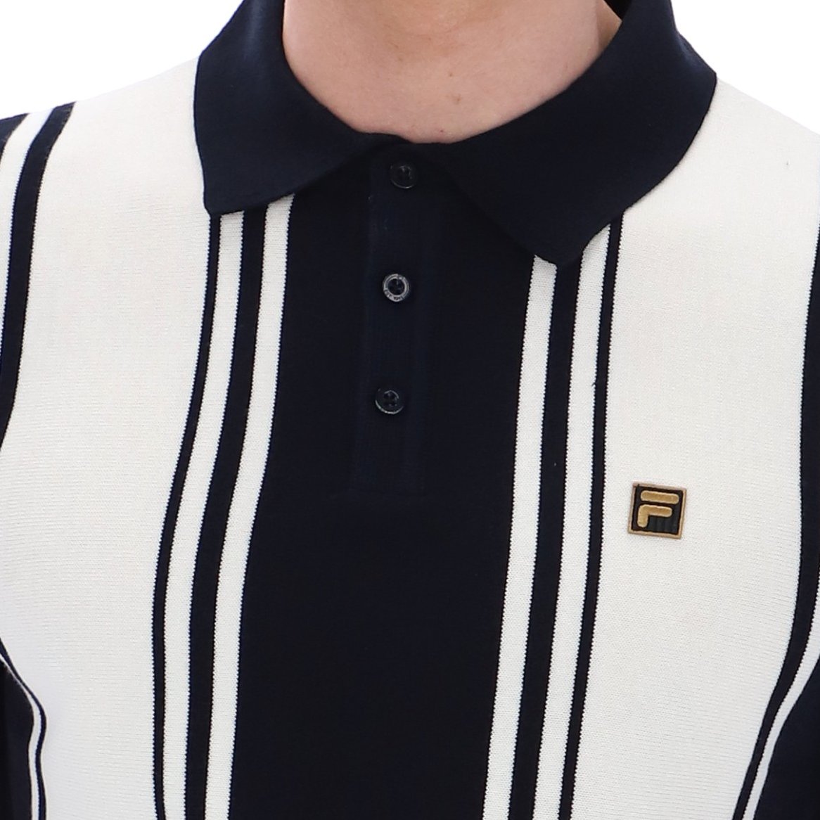 Fila Gold Collection Multi Stripe Knit Polo Black